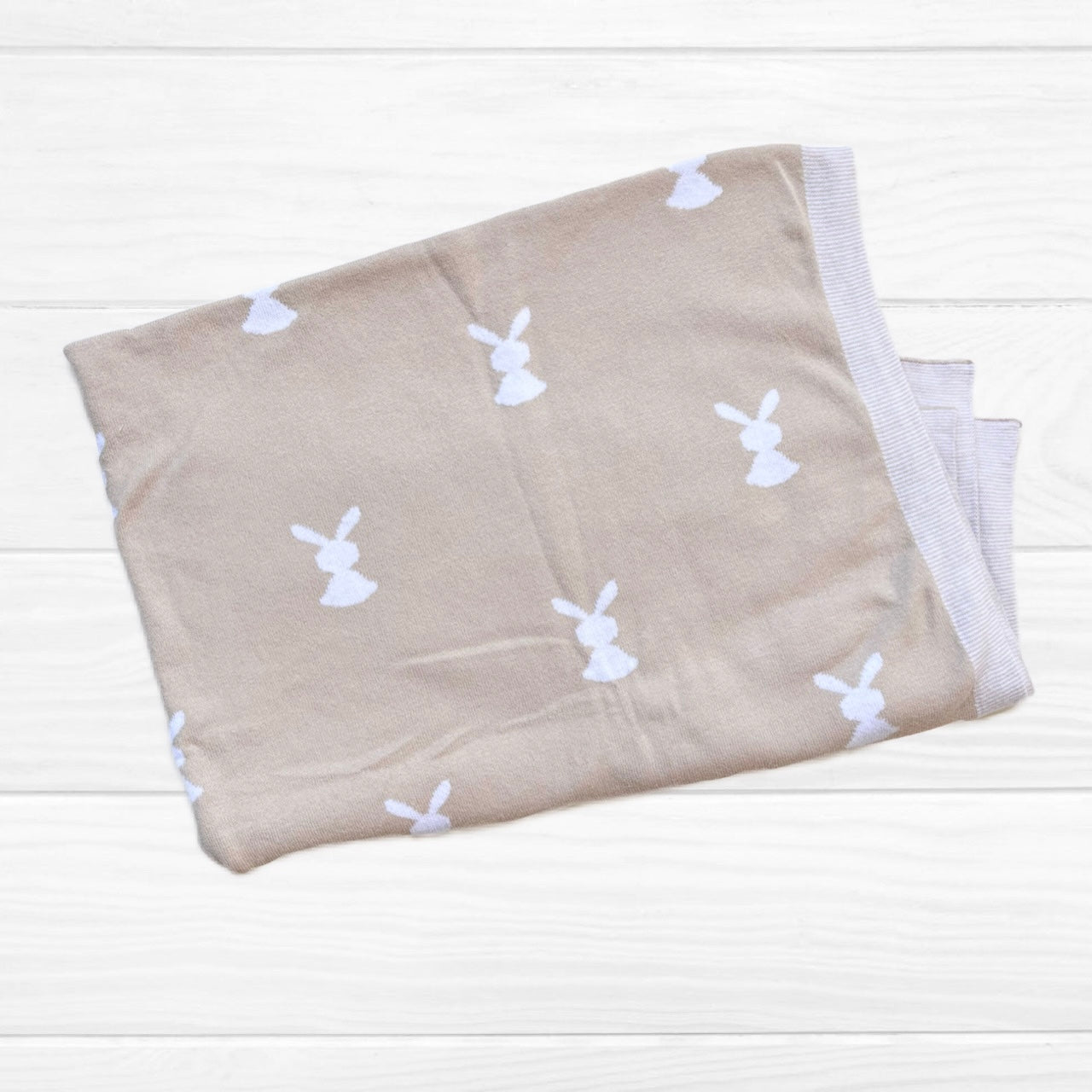 Manta algodón beige/ conejos
