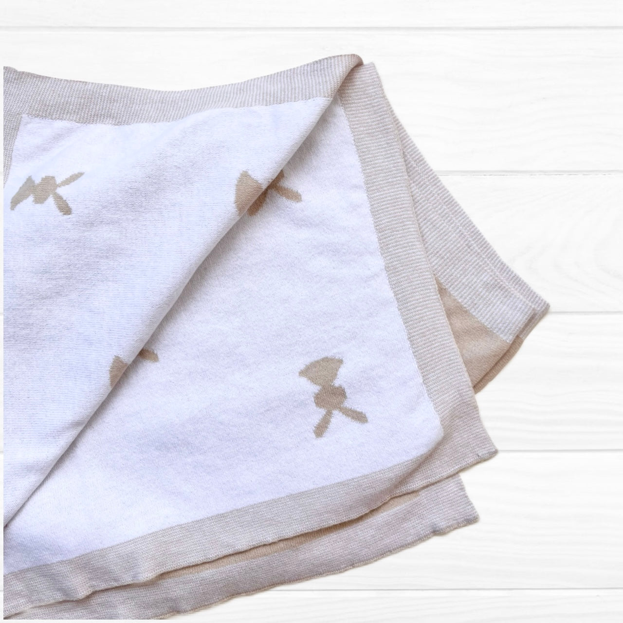 Manta algodón beige/ conejos