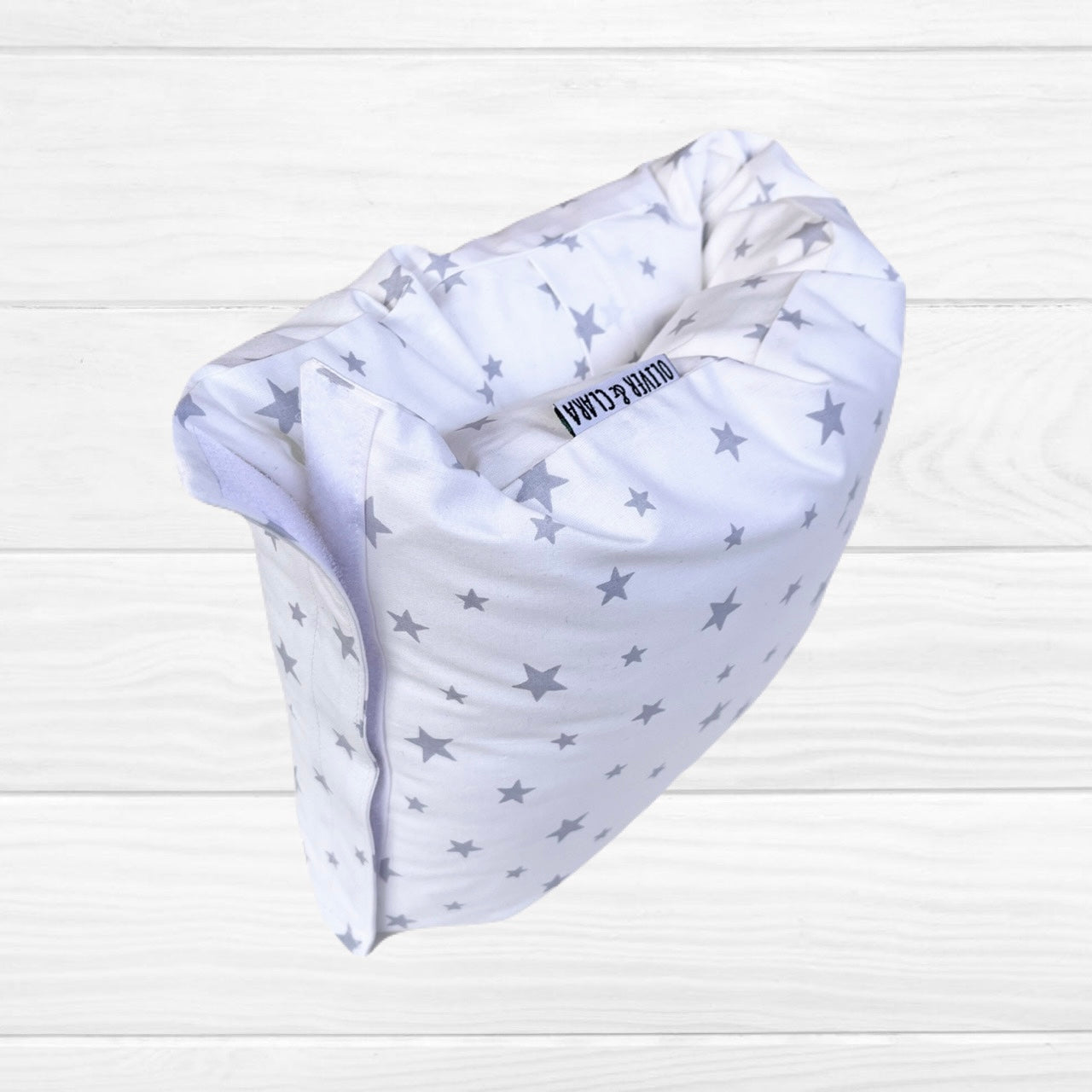 Brazalete de lactancia blanco estrellas gris