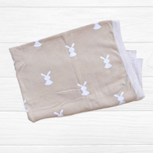 Manta algodón beige/ conejos